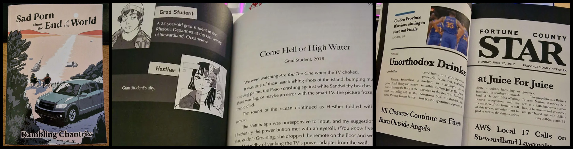 product photos of the paperback edition of Sad Porn about the End of the World by Rambling Chantrix