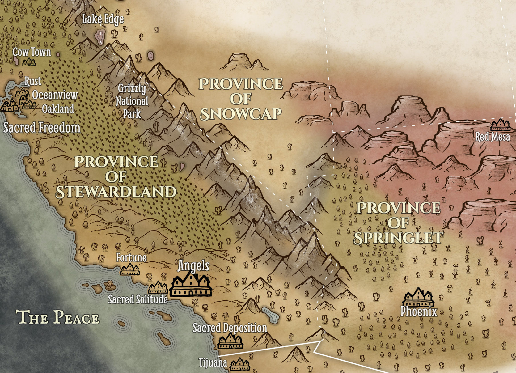 map of Stewardland Province and surrounds